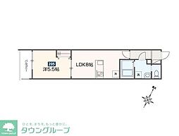 MELDIA福生III 2階1LDKの間取り