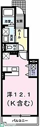 グレイス・パークＢ 1階ワンルームの間取り