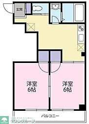 日発東中神ビル 4階2DKの間取り