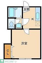 グリーンハイツ 1階1Kの間取り