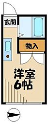 ホワイトウイング越野 3階ワンルームの間取り