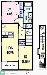 グリーンロード南平 2階2LDKの間取り