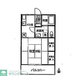 シルバーピア緑町 2階1Kの間取り