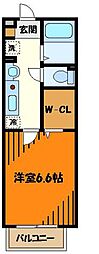 JR中央線 西八王子駅 徒歩10分の賃貸アパート 2階1Kの間取り