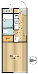 レオパレスかすみ 1階1Kの間取り