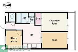 JR中央線 国立駅 徒歩16分の賃貸マンション 1階2SDKの間取り