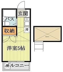 JR中央線 国分寺駅 徒歩18分の賃貸アパート 1階ワンルームの間取り