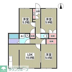 グランデュール瀬戸岡 1階3SDKの間取り