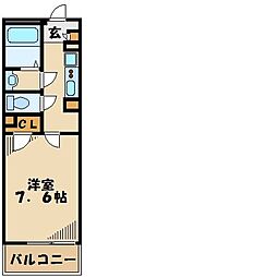 クレイノＭＩＲＡＩ 2階1Kの間取り