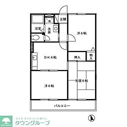 サニーコートしもはた 1階3DKの間取り