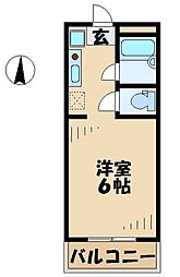 パークサイドかずみ 4階1Kの間取り