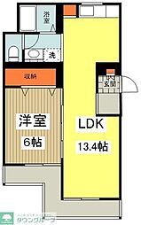 トレフールu 3階1LDKの間取り