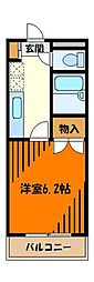 JR中央線 西八王子駅 徒歩20分の賃貸マンション 1階1Kの間取り