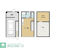 JR中央線 西八王子駅 徒歩21分の賃貸タウンハウス 1階ワンルームの間取り
