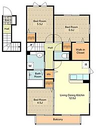 ルミエール　ド　エスポワール　II 2階3LDKの間取り