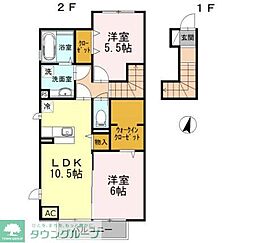 セッテヴィータ 2階2LDKの間取り