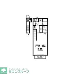 エステート泉塚 2階1Kの間取り