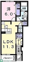 ノース　プリムラ 1階1LDKの間取り
