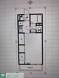 JR中央線 西八王子駅 徒歩3分の賃貸マンション 2階1Kの間取り