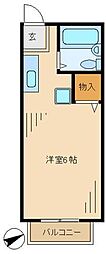 京王相模原線 京王堀之内駅 徒歩10分の賃貸マンション 2階1Kの間取り