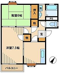スカイセフィラ 2階2DKの間取り