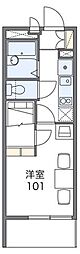 レオパレスサンライズII 2階1Kの間取り