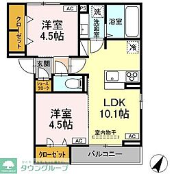 D-ROOM平山5丁目 2階2LDKの間取り