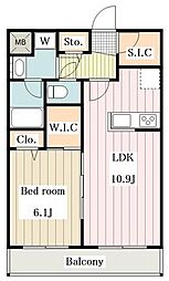 クオリアガーデン千人町 1階1LDKの間取り