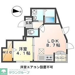 ハートランド高幡不動 1階1LDKの間取り