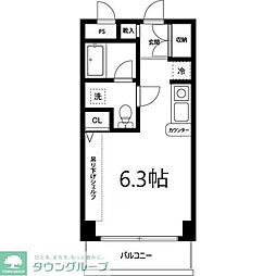 清水ビルフラワーコート 4階1Kの間取り