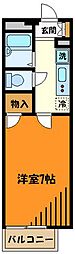 レオパレスゴリオン 2階1Kの間取り
