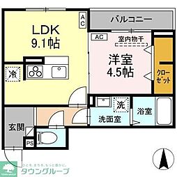 D-ROOM元横山町 3階1LDKの間取り