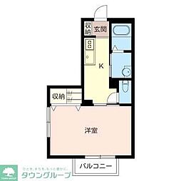 ハピネスI 1階1Kの間取り