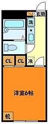 レオパレスメイフィールド 1階1Kの間取り