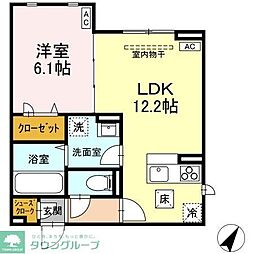 D-ROOM散田町 1階1LDKの間取り