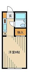 アズーレ八王子 2階ワンルームの間取り
