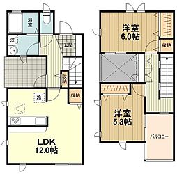 ベレーザB 1階2LDKの間取り