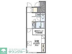レオパレスジュネスIII 1階1Kの間取り