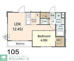 アゼリア 1階1LDKの間取り