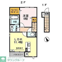 メゾンＫ−2 2階1LDKの間取り