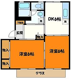 アークT・U 2DKの間取図画像