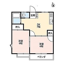 クレールハイム 2DKの間取図画像