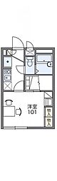 レオパレスアンセストラル 2階1Kの間取り