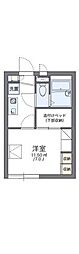 レオパレスアンセストラル 2階1Kの間取り
