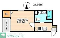 JR外房線 本千葉駅 徒歩11分の賃貸アパート 2階1Kの間取り