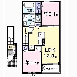 アルコパレーノI 2階2LDKの間取り