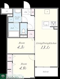 GREEN GABLES FAMIRIA A 2階1SLDKの間取り