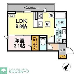 D-ROOM都賀2丁目I棟 1階1LDKの間取り