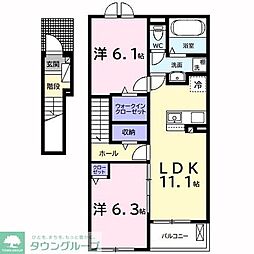 （仮）長浦駅前1丁目アパート 2階2LDKの間取り