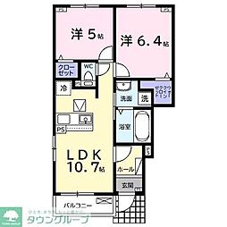ミズキIX 1階2LDKの間取り